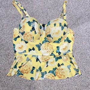 Torrid Vixen Tankini Top Yellow Rose